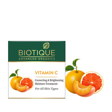 Biotique Vitamin C Correcting and Brightening Non Greasy Face Cream, 50g & Biotique Bio Rose Pore Tightening Toner With Himalayan Water For All Skin Type 120 Ml